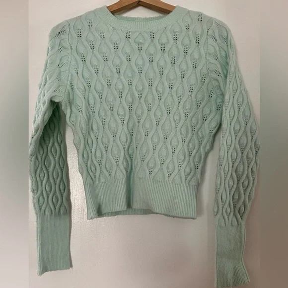 Zara Sweaters Mint Green Cable Knit Sweater Poshmark